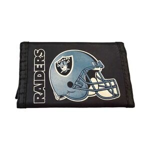 Vintage NFL Las Vegas Oakland Raiders Trifold Wallet Black Canvas Helmet Graphic